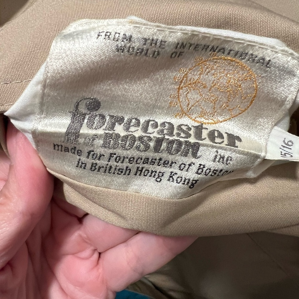 Vintage Forecaster of Boston Reversible Teal Blue and Tan Trench Coat Size 16 - Picture 10 of 13